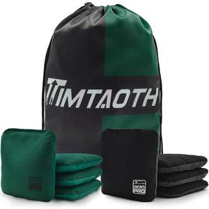 lot 2126 image: Timtaoth Dual Sided Corn Hole Bags Professional Cornhole Bags Set of 8 Regulation Size Weight Pro Corn Hole Bean Bags Slick and Stick (Dark Green&Black)
