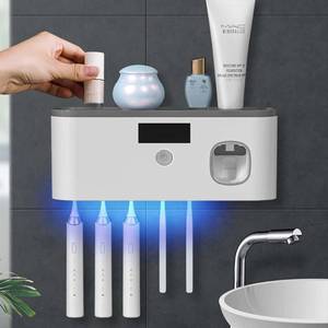 lot 2148 image: Toothbrush Holders for Bathrooms, Toothbrush Holder Wall Mounted with Toothpaste Dispenser Bathroom Solar Charging and No Drilling Required Tooth Brush Holder with 5 Brush Slots��Gray��