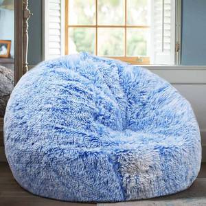 lot 2151 image: Fluffy Stuffed Animal Storage Bean Bag Chair Cover (No Filler), Faux Fur Comfy Bean Bag Cover for Organizing Plush Toys or Textile, for Adults Teens Kids Girls, Blue