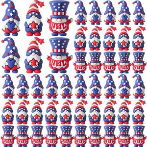 lot 2159 image: DoubleFill 60 Pcs 4th of July Mini Patriotic Gnomes Figurines Small Gnomes Figures Tiny Miniatures Statue Decor America Independence Day Veterans Memorial Day Mini Gifts Bulk Home Office Decoration
