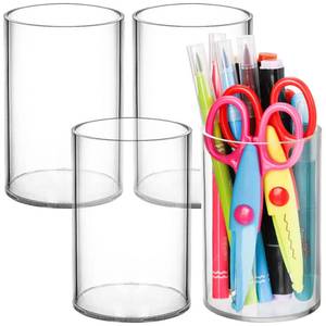 lot 2160 image: Peohud 4 Pack Acrylic Pen Holders, Clear Thick Pencil Cup, Round Makeup Brush Holder, Desktop Stationery Organizer for Desk Accessories Office School Home Supplies