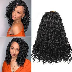 lot 2164 image: Beverlee Goddess Box Braids Crochet Hair 12 Inch Boho Box Braids 8 Packs Crochet Hair Bohemian Box Braids Crochet Braids Box Braids Curly Ends Messy Pre-looped Synthetic Curly Crochet Hair for Women