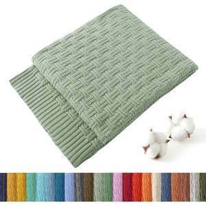 lot 2165 image: TREELY 100% Cotton Knitted Throw Blanket Couch Cover Blanket(31 x 40 Inches, Light Sage Green)