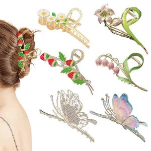 lot 2170 image: Hair Claw Clips for Women, Large Strong Metal Butterfly Hair Clips Flower Hair Clips for Women Thick Hair