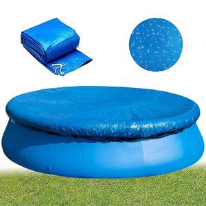 lot 2177 image: YUGYUJ Solar Heating Round Pool Cover, Blue, 12 Ft