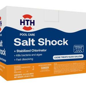 lot 2180 image: HTH 52047 Swimming Pool Care Salt Shock, Stabilized Chlorinator, 1 dose