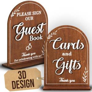 lot 2189 image: Stofinity Wooden Wedding Signs For Ceremony And Reception - Cards And Gifts Sign, Please Sign Our Guestbook Signs, Rustic Wedding Guest Book Signs Decorative Signage For Table Decor