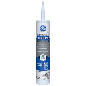 lot 2194 image: GE All Purpose Silicone Caulk, Clear, 10 fl oz Cartridge, 1 Pack - 100% Waterproof Silicone Sealant, Stronger Adhesion, Freeze & Sun Proof