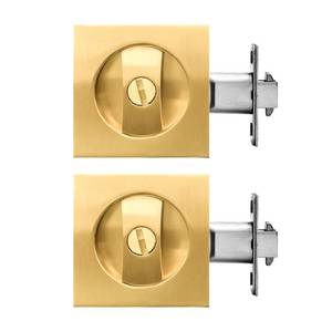 lot 2198 image: Pocket Door Lock with Key,Privacy Door Hardware Suitable for Bathroom Bedroom etc Recessed 2 Sided, 2 38 Backset, Invisible Hardware for 1 38�� to 2 316�� Thickness Door (Gold-Privacy 2Pack)