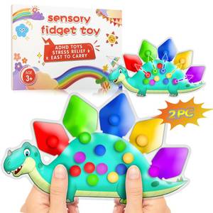 lot 2199 image: 2PC Dinosaur Color Sorting Sensory Toys, Montessori Toys for Toddler Fine Motor Skill Game Learning Activities Quiet Calm Down Fidgets for Classroom Stocking Stuffers for 3 4 5 Year Old Boy Travel Toy