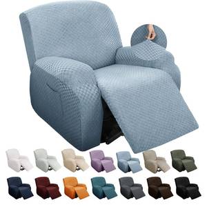 lot 2200 image: YEMYHOM 4 Pieces Stretch Recliner Slipcover Latest Jacquard Recliner Chair Cover with Side Pocket Anti-Slip Fitted Recliner Cover Couch Furniture Protector with Elastic Bottom (Recliner, Light Blue)