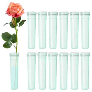 lot 2214 image: BEADNOVA Flower Water Tubes 2.8 Inch Plastic Water Tubes for Flowers Floral Vials with Caps for Decoration Arrangement (Green, 60 Pcs)