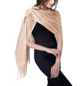 lot 2234 image: MissShorthair Womens Sparkle Shawls and Wraps for Party Dresses,Metallic Champagne Gold