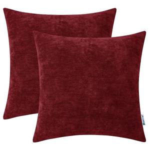 lot 2240 image: HWY 50 Burgundy Red Decorative Throw Pillows Covers 20x20 Inch for Couch Sofa Bed Living Room, Chenille Soft Comfy Solid Square Throw Pillows Cases Set Cushion Cover Pack of 2