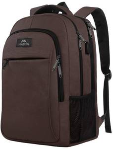 lot 5223 image: MATEIN Laptop Backpack, Extra Large TSA Friendly 17.3 Inch Travel Computer Backpack with USB Charging Port, Anti Theft Carry On Flight Approved Business Work College Backpack Bag for Men Women, Brown