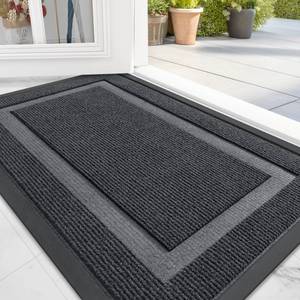 lot 5224 image: OLANLY Front Door Mat Indoor Outdoor Entrance, Waterproof All-Season, All-Weather Doormat, Sturdy Natural Rubber, Fade Resistant, Low Profile, Easy Clean Patio Porch Entryway Mat, 36x24, Grey