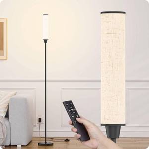 lot 5229 image: Nukanu Floor Lamp with Remote Control, Floor Lamps for Living RoomBedroomOffice, Stepless Adjustable 3000K-6000K Colors and 10-100% Brightness,Standing Light with Foot Switch (BlackBeige Linen)
