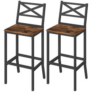 lot 5238 image: MAHANCRIS Bar Stools, Set of 2 Bar Chairs with Backrest and Footrest, 26 Tall Counter Bar Stools, Kitchen Breakfast Bar Chairs, Easy Assembly, for Dining Room, Rustic Brown BAHR0901N1