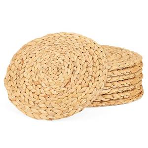 lot 5254 image: LEXININ 8 Pack 13 Inch Round Woven Placemats, Natural Water Hyacinth Weave, Handmade Rattan Wicker, Heat Resistant Seagrass for Dining Table, Restaurant, Brown