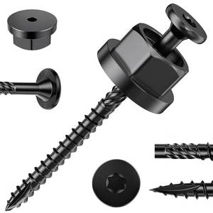 lot 5256 image: Carbon Steel Hex Nut and Screw Assortment, 48pcs 1 Hex Nuts and #14 x 2-78 Wood Screws, Fastening Tool for Decorating Outdoor Pergolas, Gazebos and Decks