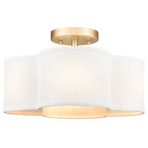 lot 5258 image: Audickic Gold Semi Flush Mount Ceiling Light, Close to Ceiling Light Fixtures with Fabric Shade in Quatrefoil Shape, Farmhouse Brass Ceiling Light for Kitchen Dining Hallway Bedroom, AD-22007-4SF-GD