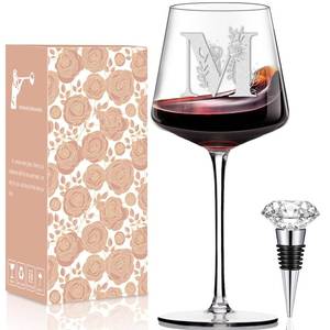 lot 5268 image: Physkoa Personalized Wine Glass-Wine Glass Gifts for Women(Etched Dishwasher Safe) Customized Wine Glasses with Initial-Monogrammed A-Z Gifts for Women, Friend, Mom, Wife Birthday