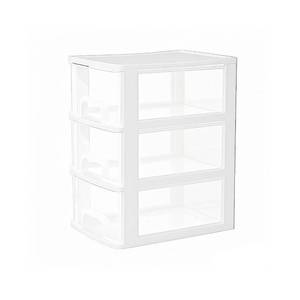 lot 5276 image: Gonice 3 Drawer Storage Organizer, White Plastic Drawer Storage, Small Desktop Organizer for Home, Office
