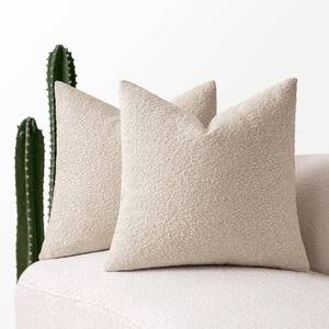 lot 6307 image: MIULEE 24x24 Decorative Euro Sham Throw Pillows for Bed Set of 2 Textured Boucle Neutral Throw Pillow Coverss Oatmeal Accent Solid Couch Pillowcase Cozy Soft Sofa Livingroom Home Decor