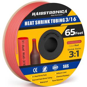 lot 6315 image: haisstronica 31 Heat Shrink Tubing, Shrink Ratio Adhesive Lined Marine Grade Heat Shrink Tube for Home, Automotive and Industrial (Red) 65FT 316inch