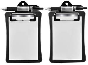 lot 6316 image: Clipco Mini Clipboard with Magnetic Back Includes Paper Pad and Pen (2-Pack) (Black)
