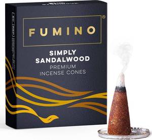 lot 6328 image: Fumino� Simply Sandalwood Fresh Incense Cones 20 per Box Masala Agarbatti Joss Scent Fragrance for Relaxation and Meditation, Home and House D�cor