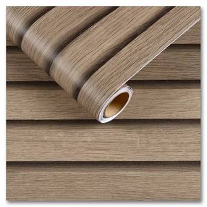 lot 6329 image: CRE8TIVE 12x354 Wooded Slats Wood Contact Paper Brown Wood Wallpaper Peel and Stick Countertops Waterproof Wood Stripe Wall Panel Self Adhesive Wood Grain Contact Paper for Bedroom Farmhouse Walls