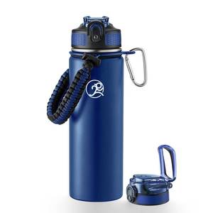 lot 6339 image: GOSWAG Insulated Sports Water Bottle, 24oz 2 Lids(with StrawNo Straw), Stainless Steel Water Bottles with Paracord Handle, Insulated Thermos with Double-Wall Vacuum Insulation