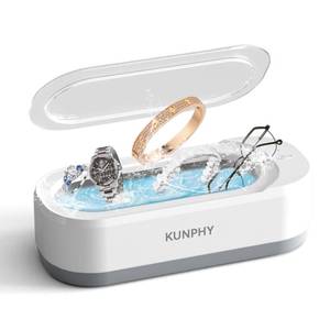 lot 6342 image: KUNPHY Ultrasonic Jewelry Cleaner, Jewelry Cleaner Machine 12oz 46KHz, Professional Sonic Cleaner with One-Touch Operation, Sonic Cleaner for Rings, Glasses, Jewelry, Dentures White