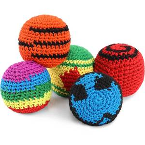 lot 6354 image: Blulu 5 Pieces Funny Hacky Ball Sacks Assoerted Colors Woven Kickball Soft Knitted Kick Balls for Children and Beginners