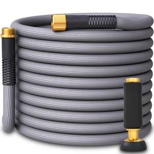 lot 6374 image: TITAN Garden Hose  Flexible, Lightweight, Kink-Free & Durable Hybrid Water Hose with Heavy Duty Brass Connectors & High-Pressure Jet Nozzle (25FT x 12��)