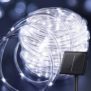 lot 6377 image: Brightown Solar Rope Lights, IP65 Waterproof 39FT 100LED Outdoor Solar String Lights Solar Powered Fairy Lights with 8 Lighting Modes for Party Garden Yard Home Holiday Tree Decoration, Pure White