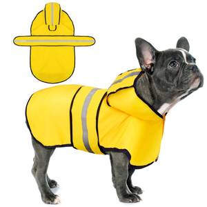 lot 6398 image: Paiaite Dog Raincoat Hooded Slicker Poncho, Durable Waterproof Jacket with Reflective Stripes for Safety, Convenient Leash Hole, and Adjustable Fit, Perfect for Small, Medium, and Large Dogs Yellow M