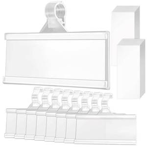 lot 6414 image: Fansunta 100 Pieces Plastic Wire Shelf Label Holders, Reusable Price Label Holder with locks, Label Display Holder for Retail Supermarket Department Store(3 x 1.4)