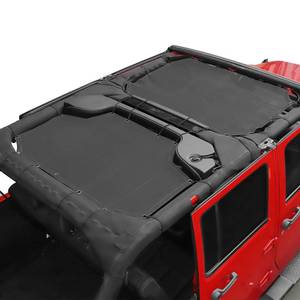 lot 6415 image: JeCar JKU Sun Shade Mesh Sunshade Provides UV Sun Protection for Jeep Wrangler 2007-2018 JK Unlimited 4 Door Front & Rear, 2 Pieces