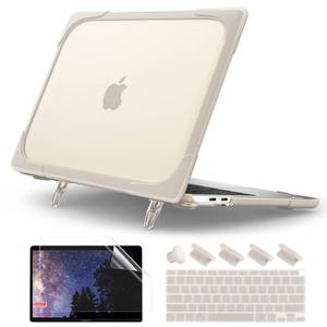 lot 6428 image: Batianda for MacBook Air 13 inch Case A2337 M1 A2179 A1932 (2020 2019 2018 Release) with Touch ID, Heavy Duty Shockproof Hard Shell Case with Fold Kickstand & Keyboard Cover, Khaki