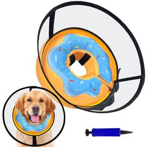 lot 9064 image: (2 Boxes in Lot) Inflatable Dog Cone Collar, Soft Dog Cone After Surgery, for M M L XL Dogs, with Detachable Anti Licking Shield and Inflator, 2 in 1 Adjustable Alternative, Does Not Block Vision, XL
