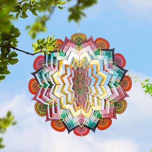 lot 9066 image: Leisuremix Mandala Wind Spinners Outdoor Hanging 3D Wind Spinner 12 inch Metal Spinners for Yard Garden Decor, Wind Sculptures Outdoor Patio Lawn Decor Gift for Women