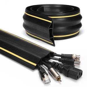 lot 9080 image: ZhiYo 4ft Cord Covers for Wires on Floor, Large Capacity Cord Hider Floor Wire Covers for Cords, Cable Protector Cable Management Prevent Cable Trips, for Home Office