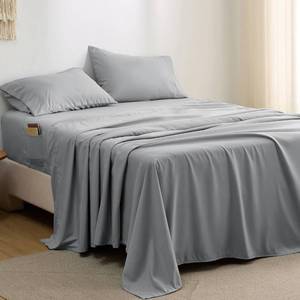 lot 9081 image: Bedsure Bed Sheets with Side Pocket, King Sheet Set up to 16 Deep Pocket, Wrinkle-Resistant, Soft & Breathable, 120GSM Fine Brushed Polyester Sheets King Bed Sheets, Grey