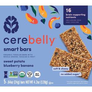 lot 9092 image: Cerebelly Organic Blueberry Banana Sweet Potato Smart Snack Bars - 4.2oz5pk (6 Boxes)