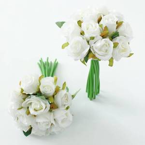lot 9104 image: dallisten 24 Pcs Artificial Roses Flowers Bouquet, Silk Fake Rose Floral Decor for Home, Office, Party, Table Centerpiece, Bridal Bouquet and Wedding Arrangement Decoration (24, White)��
