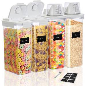 lot 9108 image: QCHOSWO Cereal Storage Container Set, Flip Top, Air Tight Pantry Storage Containers BPA-Free PET Plastic, Reusable (FZ8pcs)