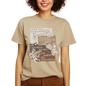 lot 10156 image: Country Music Shirt Love of Poetry Vintage Graphic Letters Concert Tee Shirt Music Fans Gifts Tops(2 in Lot, One XL, One M)