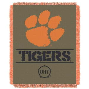 lot 10165 image: Clemson Tigers OHT  Rank  Woven Jacquard Throw Blanket  46  x 60